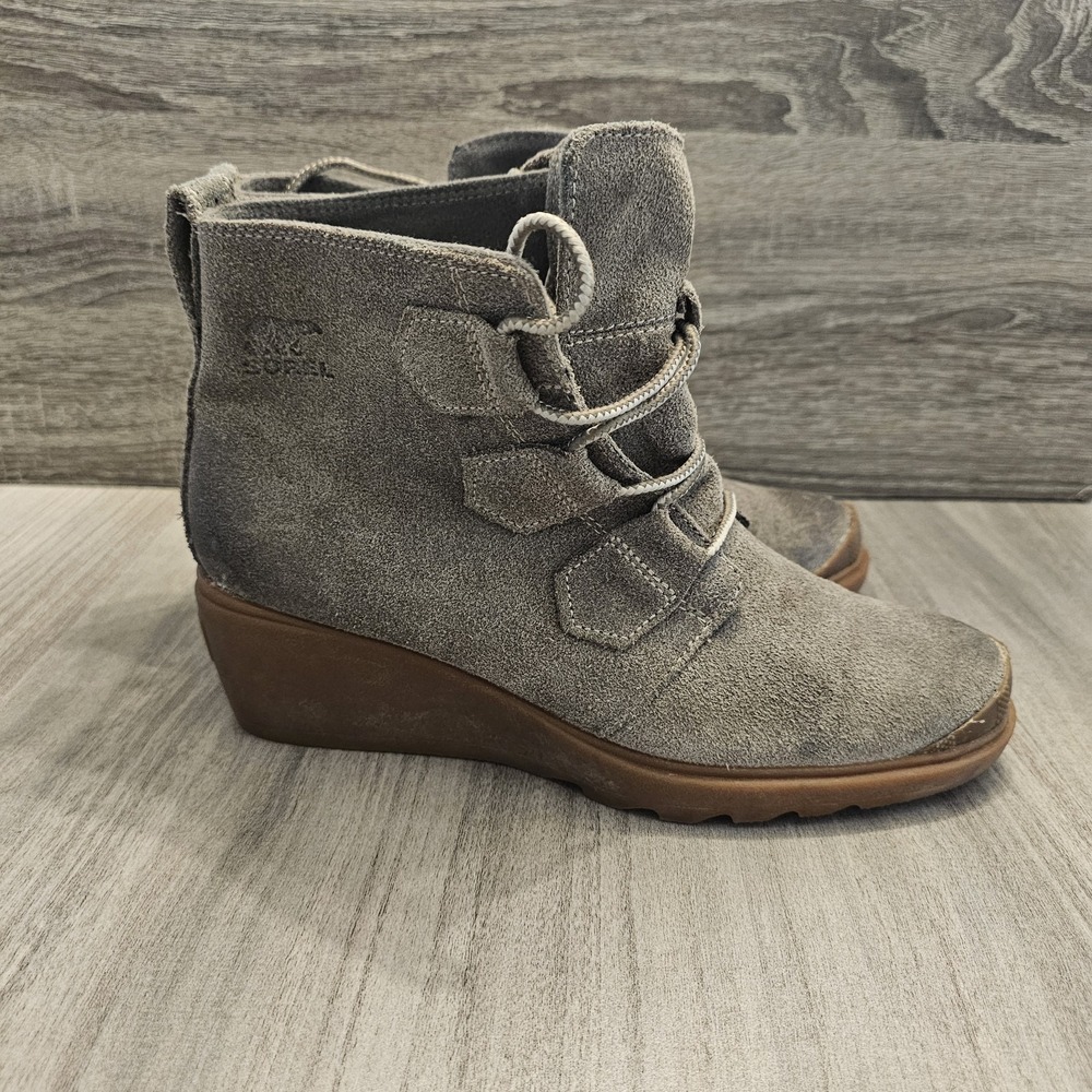 Sorel Toronto Lace Wedge Booties Womens Size 8 EUR‎ 39 Taupe Olive Leather